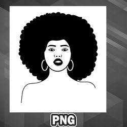 African PNG Black And White Woman With Afro Illustration PNG For Sublimation Print