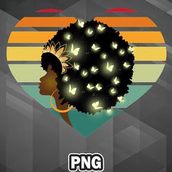 African PNG Natural Hair With Butterflies Queen PNG For Sublimation Print