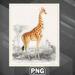 African PNG Vintage 1892 Giraffe Print PNG For Sublimation Print