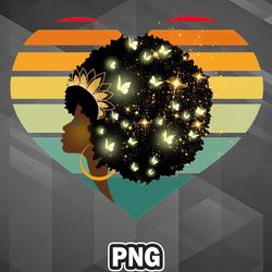 African PNG Golden Butterflies Afro Sparkle Queen PNG For Sublimation Print