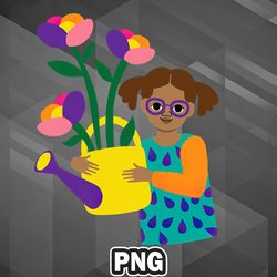 African PNG Watering Can Flowers PNG For Sublimation Print