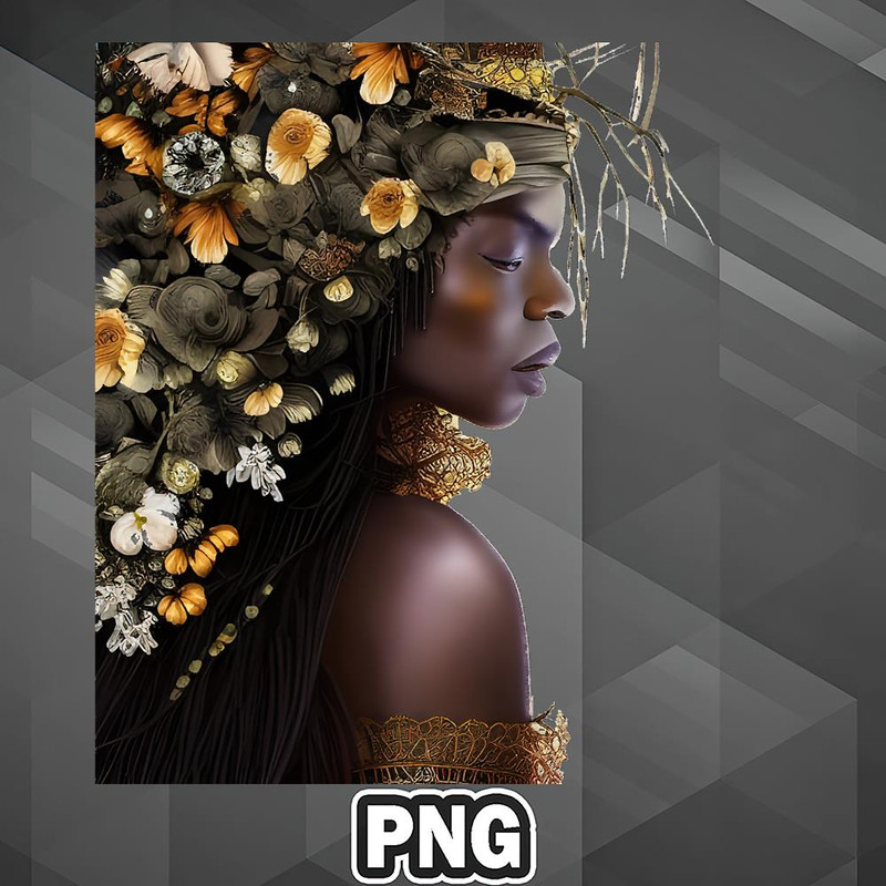 AFC1107231337167-African PNG Black Woman In Flower Headdress PNG For Sublimation Print.jpg
