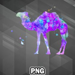 African PNG Purple Camel Watercolor Painting PNG For Sublimation Print