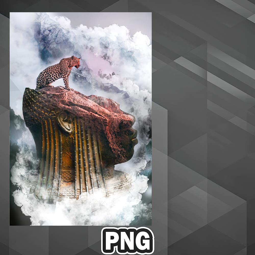 FRI1107231313211-African PNG Ancient African Leopard Mountain Statue PNG For Sublimation Print.jpg