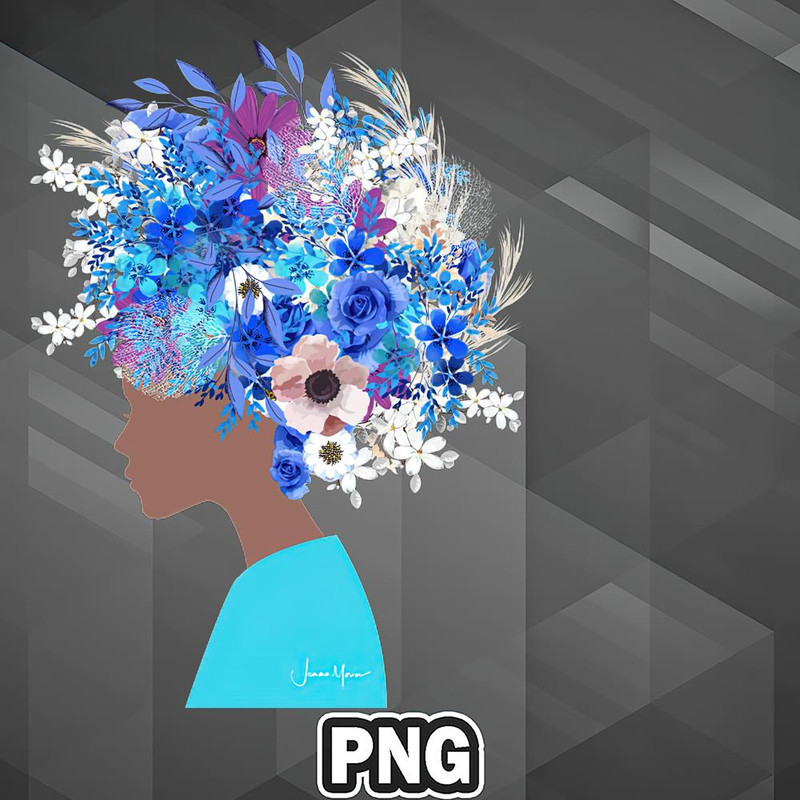 FRI110723131378-African PNG African American Woman In Fashion Flower Headdress PNG For Sublimation Print.jpg