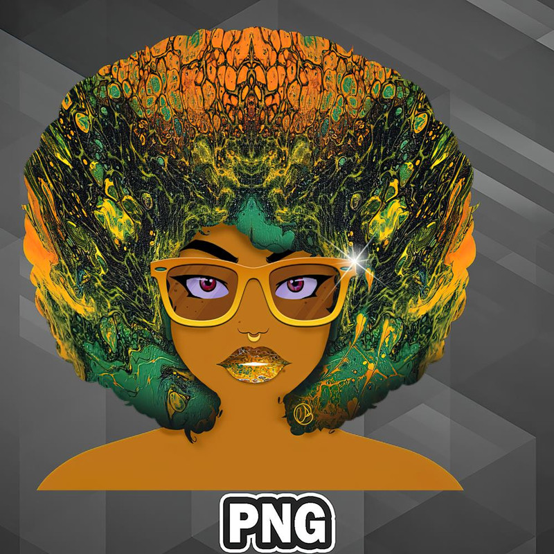 MER1107231317392-African PNG Galaxy Girl Green Afro PNG For Sublimation Print.jpg