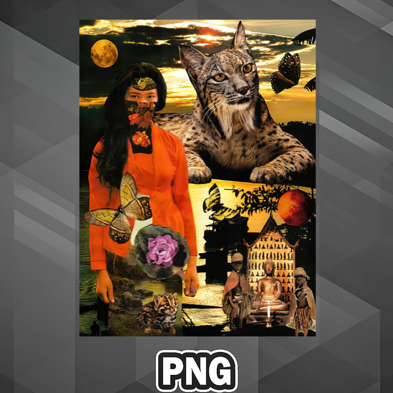 ASH1007231323116-Asian PNG Lynx Cat Asian Culture Shaman Sunset Beach Asia Country Culture PNG For Sublimation Print.jpg