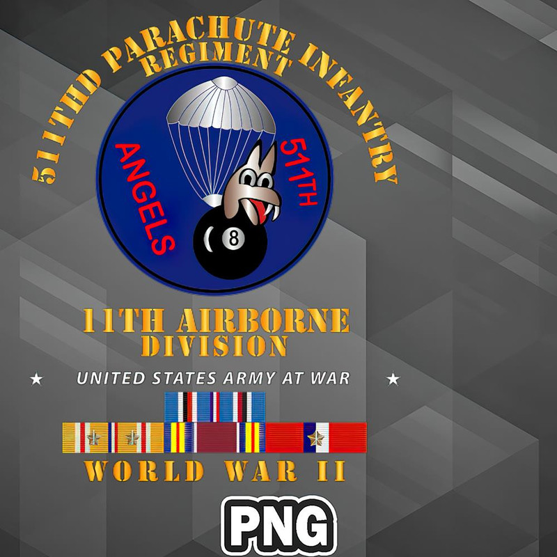 ABO0607230805102-Army PNG 511th PIR 11th Airborne Div - WWII PNG For Sublimation Print.jpg