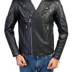the biker mens leather jacket-black
