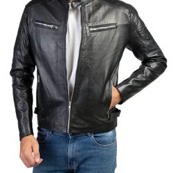 alpha men's classic black leather jacket - timeless style and unmatched elegance