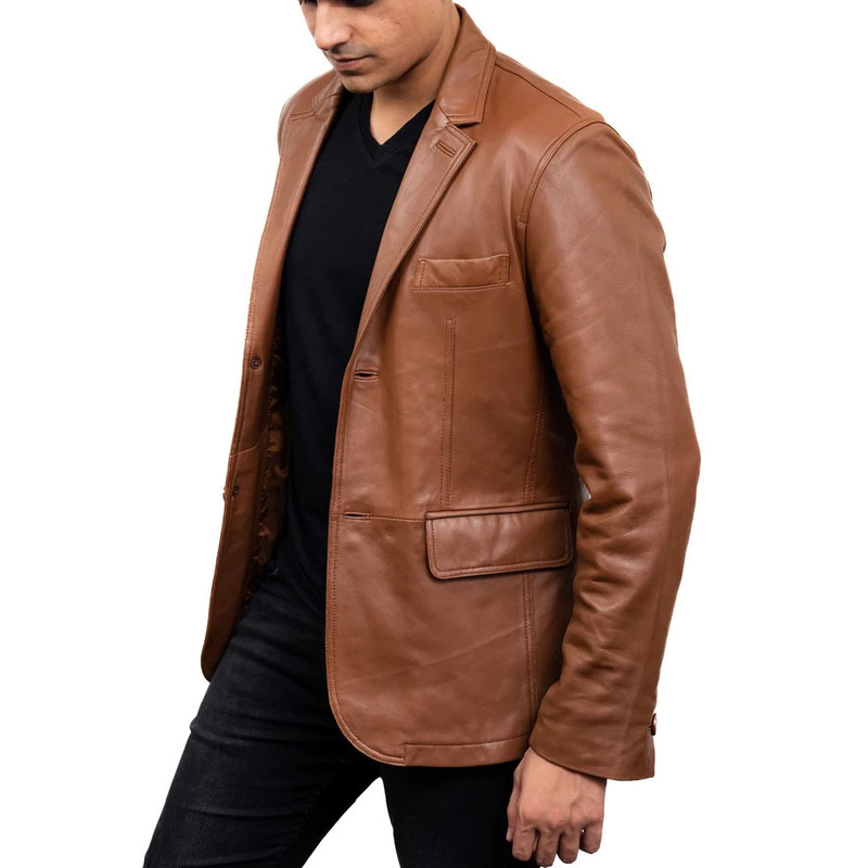 2-Button Men Lambskin Leather Blazer-Cognac_3.jpg