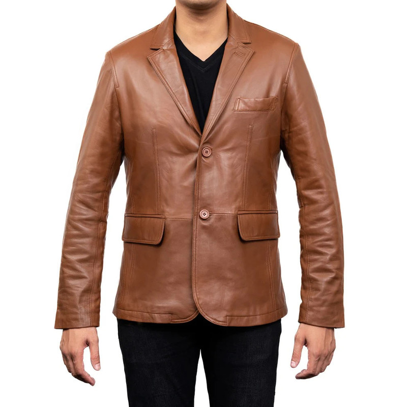 2-Button Men Lambskin Leather Blazer-Cognac_4.jpg