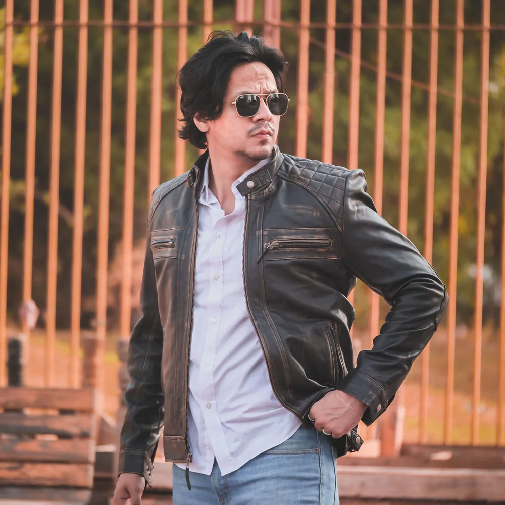 Men's Casual Signature Diamond Lambskin Leather Jacket-Vintage Black_10.jpg