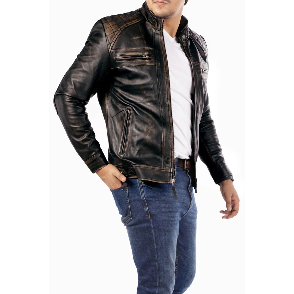 Men's Casual Signature Diamond Lambskin Leather Jacket-Vintage Black_12.jpg