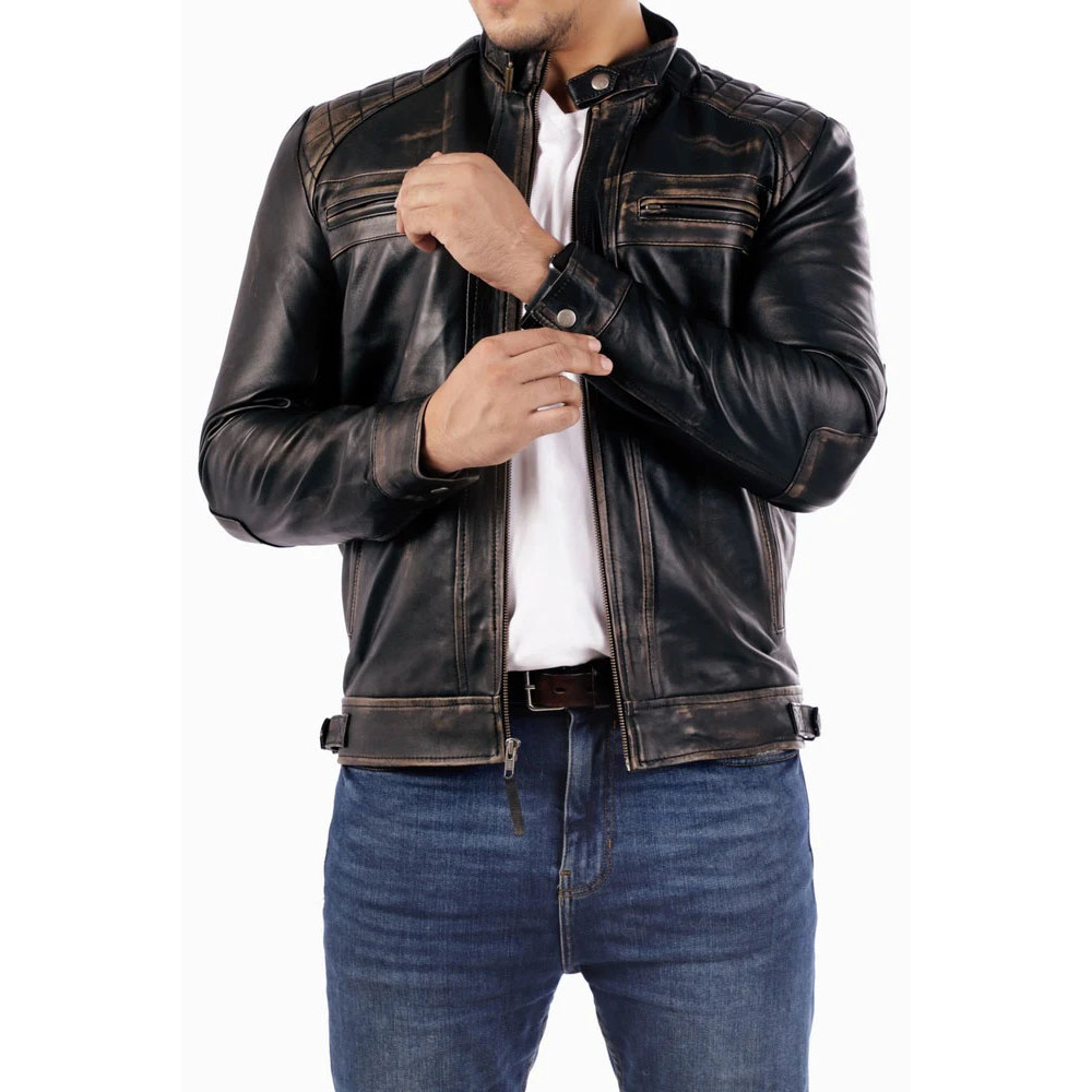 Men's Casual Signature Diamond Lambskin Leather Jacket-Vintage Black_13.jpg
