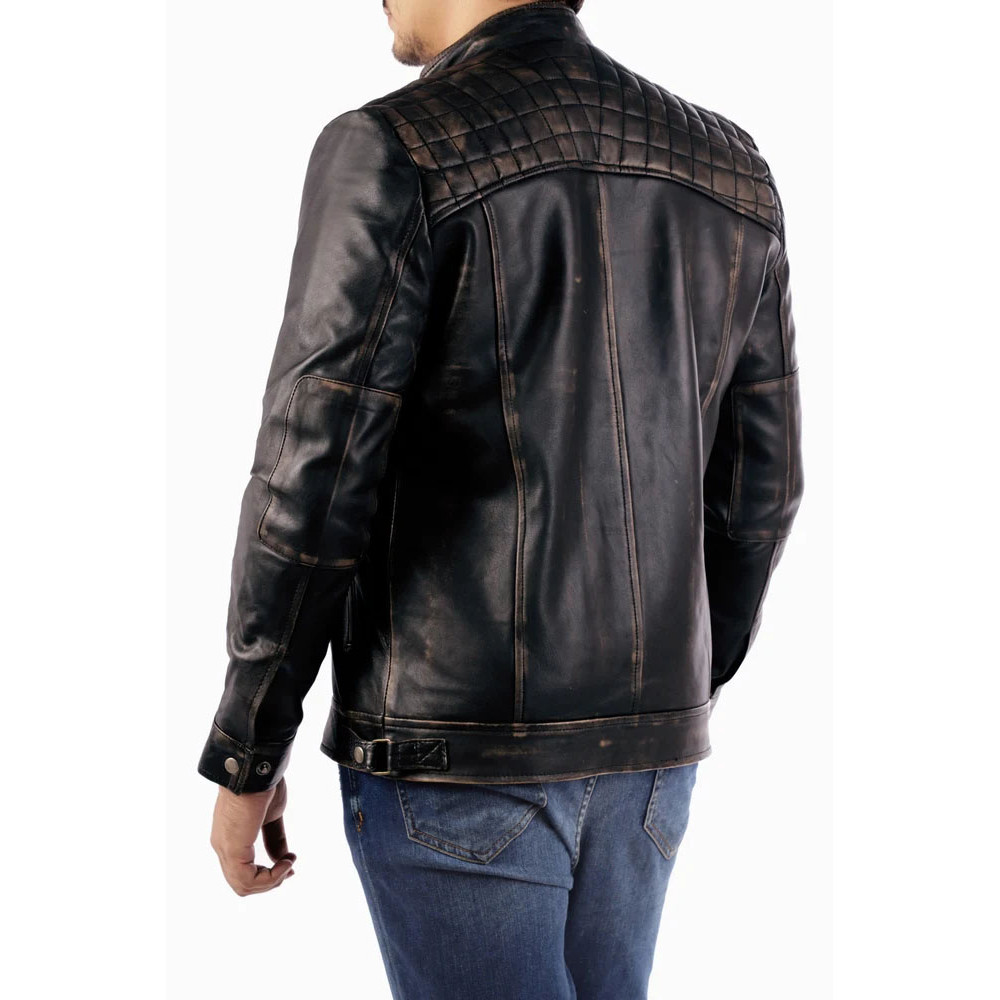 Men's Casual Signature Diamond Lambskin Leather Jacket-Vintage Black_15.jpg