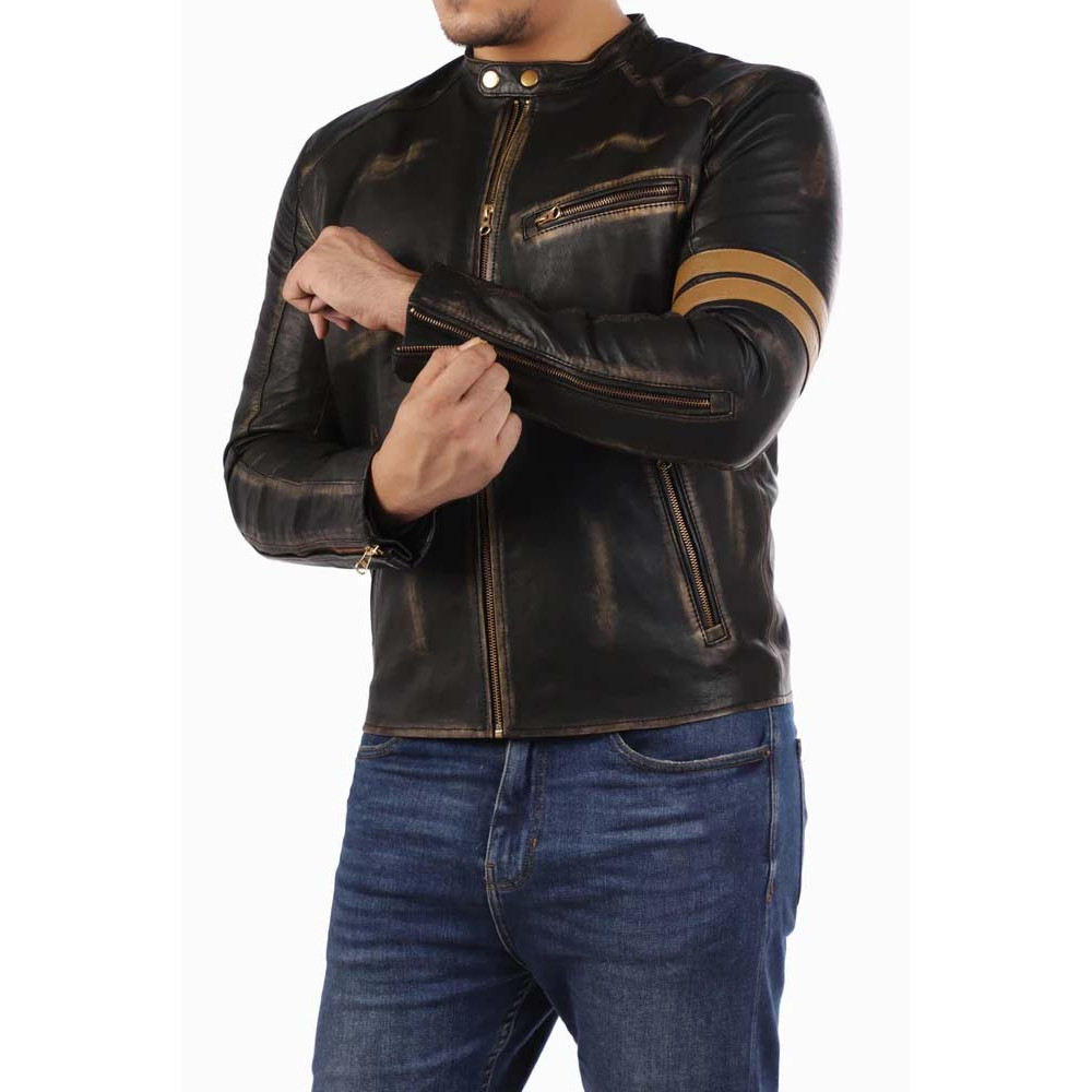 Cafe Racer Genuine Lambskin Leather Jacket_4.jpg