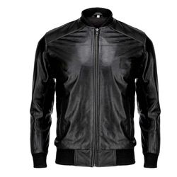 Classic Men's Black Pure Cow Leather Bomber Jacket – Timeless Style and Exceptional Quality