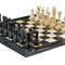 Jet Black Burma Teak Marble Natural Stone Chess Set With Rustic Series Chess Pieces 0