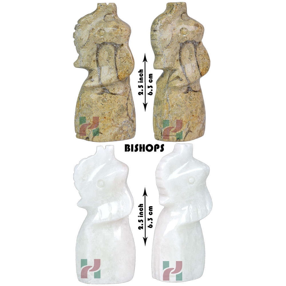 Luxury Coral White Marble Royal Bishop Series Chess Set Handcrafted Chess Pieces 4