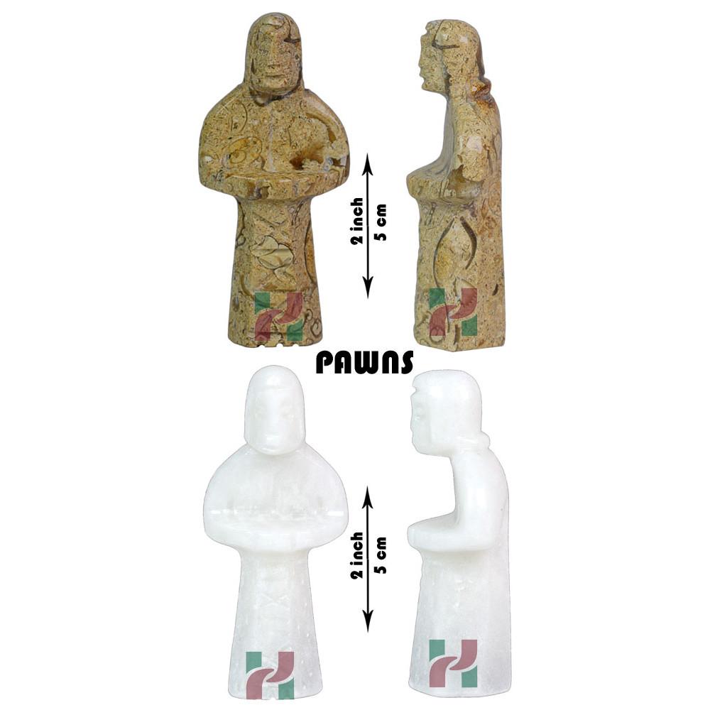 Luxury Coral White Marble Royal Bishop Series Chess Set Handcrafted Chess Pieces 7