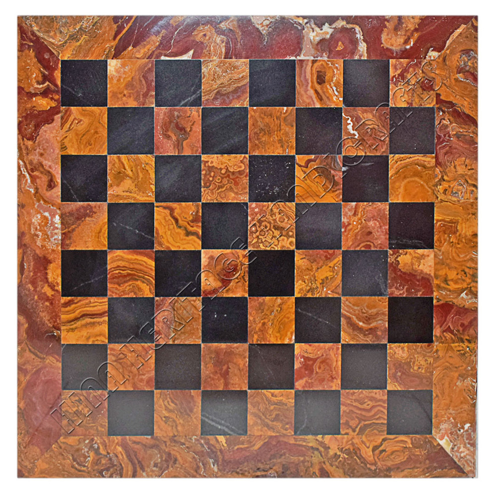 Royal Bishop Series Jet Black Red Onyx Marble Chess Pieces Set Premium Luxury Chessmen For Elegant Gameplay 12