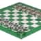 Splash Green Leather RollUp Chess Set With ZigZag Stitching Marble Checkers With Metallic Edge Le 0
