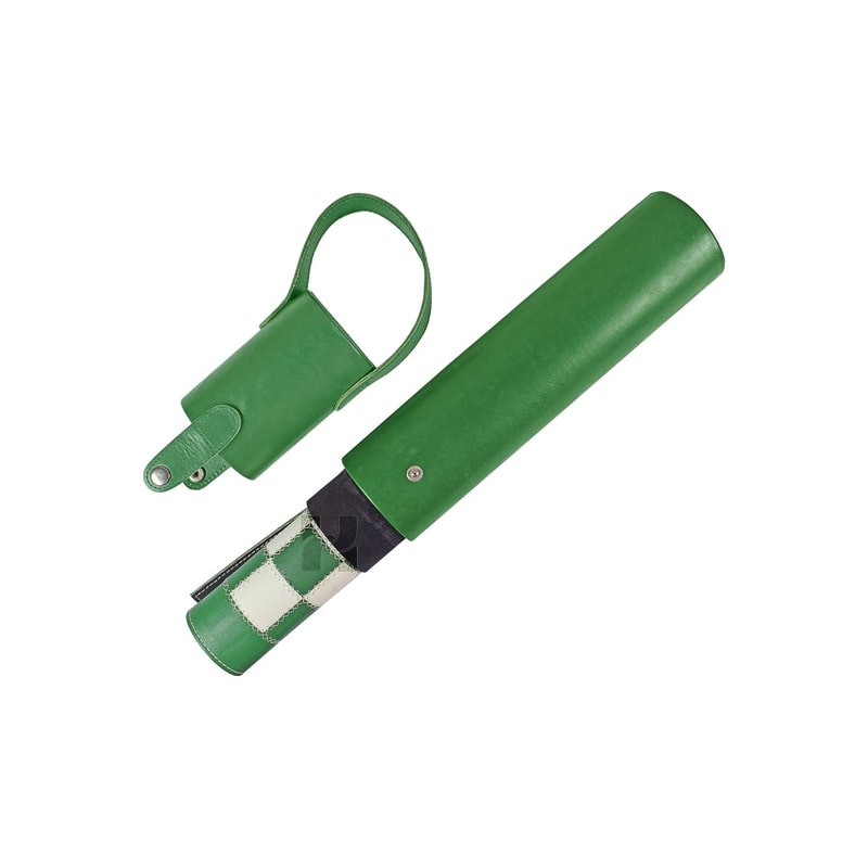 Splash Green Leather RollUp Chess Set With ZigZag Stitching Marble Checkers With Metallic Edge Le 5