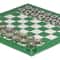Splash Green Leather RollUp Chess Set With ZigZag Stitching Marble Checkers With Metallic Edge Le 2