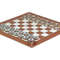 Luxury Walnut Brown Leather Rollup Chess Set Marble Checkers Metallic Trim ZigZag Stitching Leath 2
