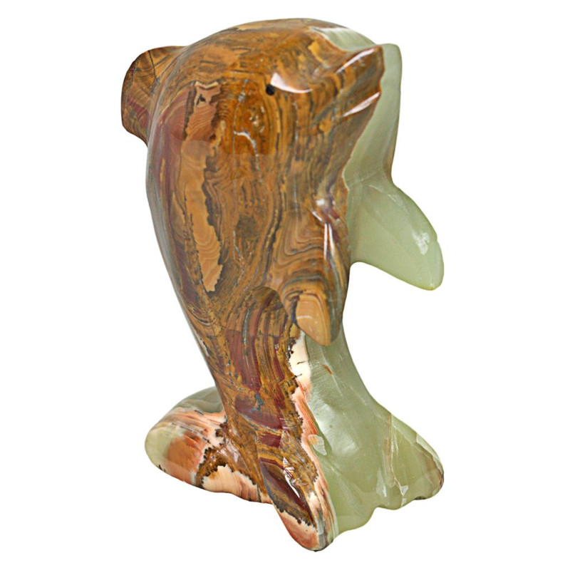 Luxury 4 Inch Green Onyx Dolphin Clock Unique Handmade Home Decor 2