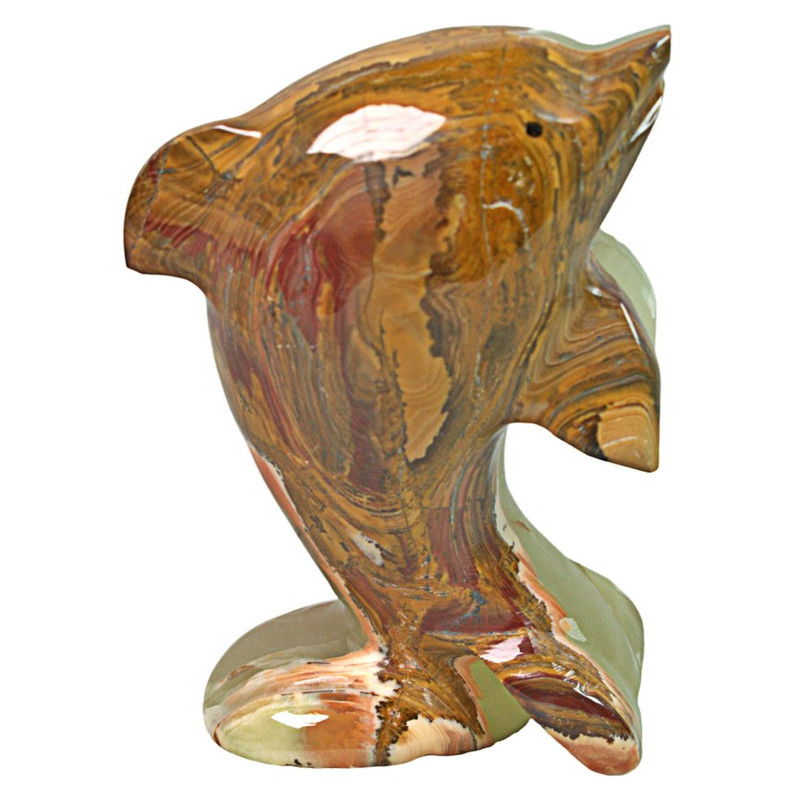 Luxury 4 Inch Green Onyx Dolphin Clock Unique Handmade Home Decor 3