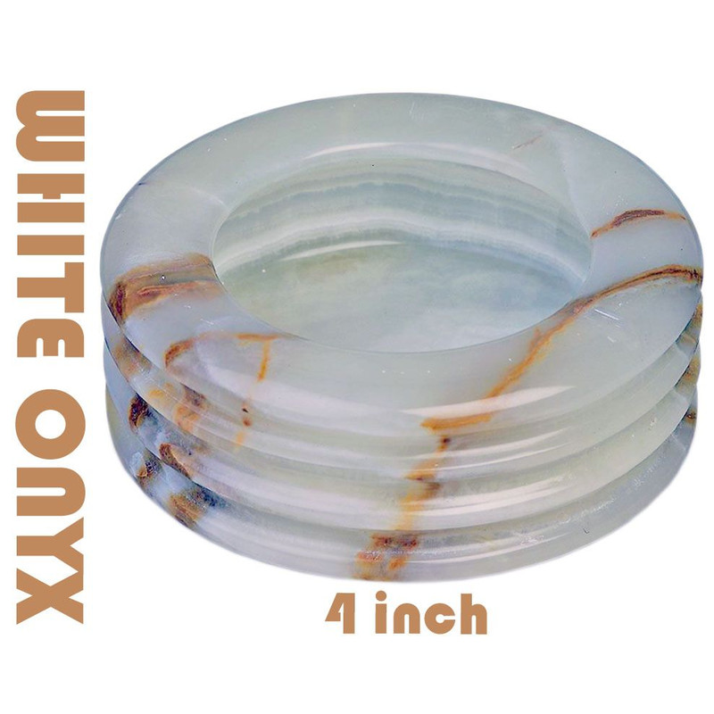 Assorted Natural Marble Onyx Ash Tray 4 Inch 3Layered Decorative Stone Ashtray 4