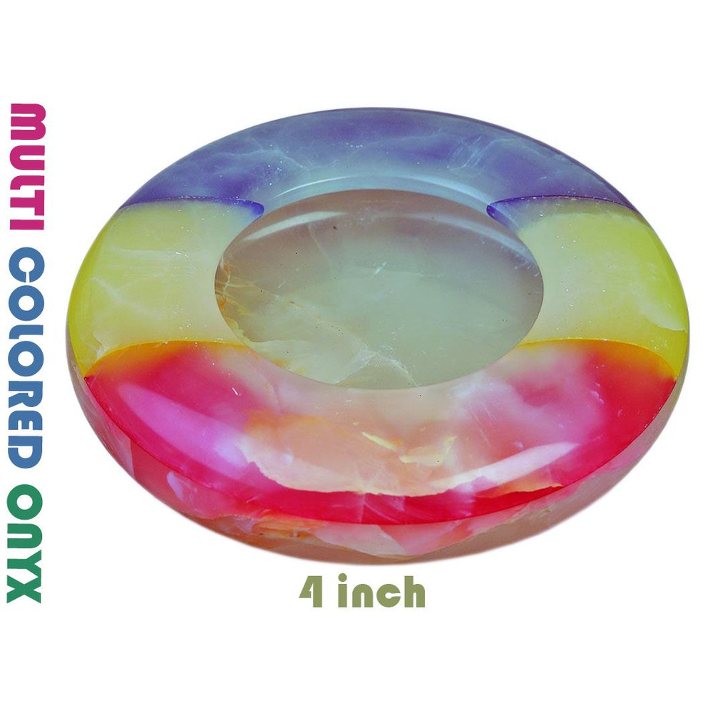 Assorted Natural Marble Onyx Ash Tray 4 Inch Decorative Stone Ashtray 6