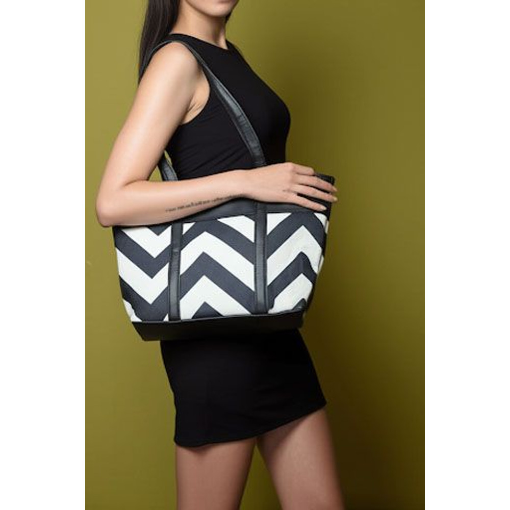 Trendy Faux Leather Tote Bag For Women Casual Handbag With Zipper Closure 7