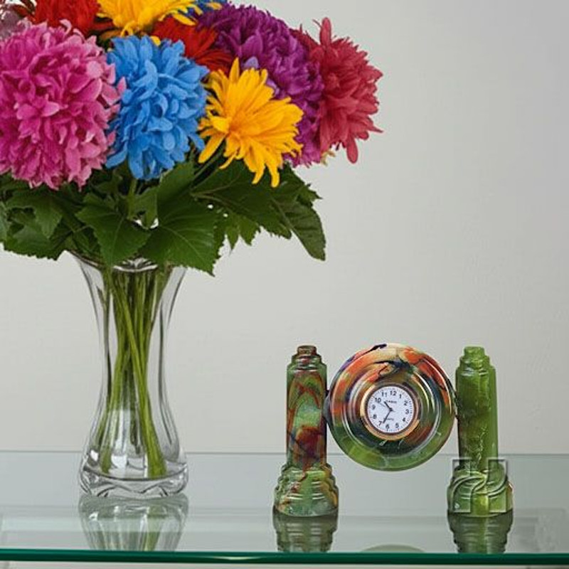 Green Onyx Twin Pillar Desk Clock  Natural Stone Table Clock  Handcrafted Decorative Clock For Home 7