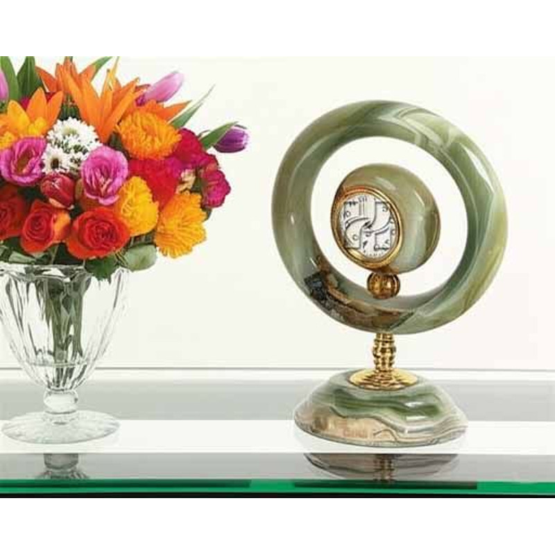 Handcrafted Green Onyx Ring Clock  Luxury Marble Stone Table Clock For Office Or Living Room 5