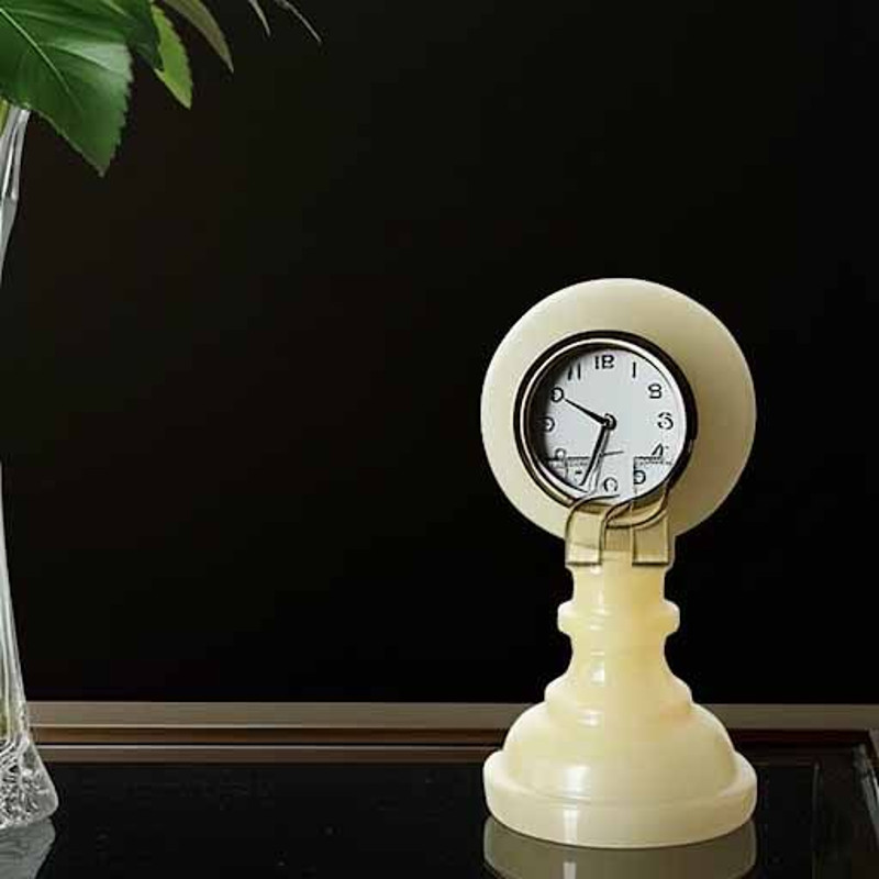 Luxury Green Onyx Pedestal Sphere Shape Mantel Clock Decorative Office And Home Clock 4