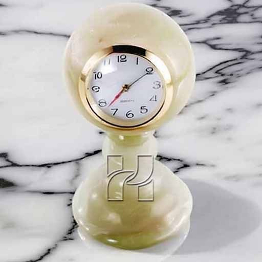 Luxury Green Onyx Pedestal Sphere Shape Mantel Clock Decorative Office And Home Clock 5