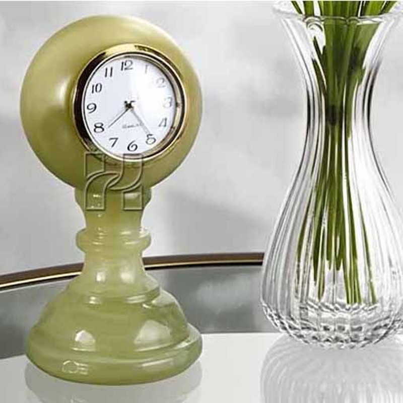 Luxury Green Onyx Pedestal Sphere Shape Mantel Clock Decorative Office And Home Clock 6