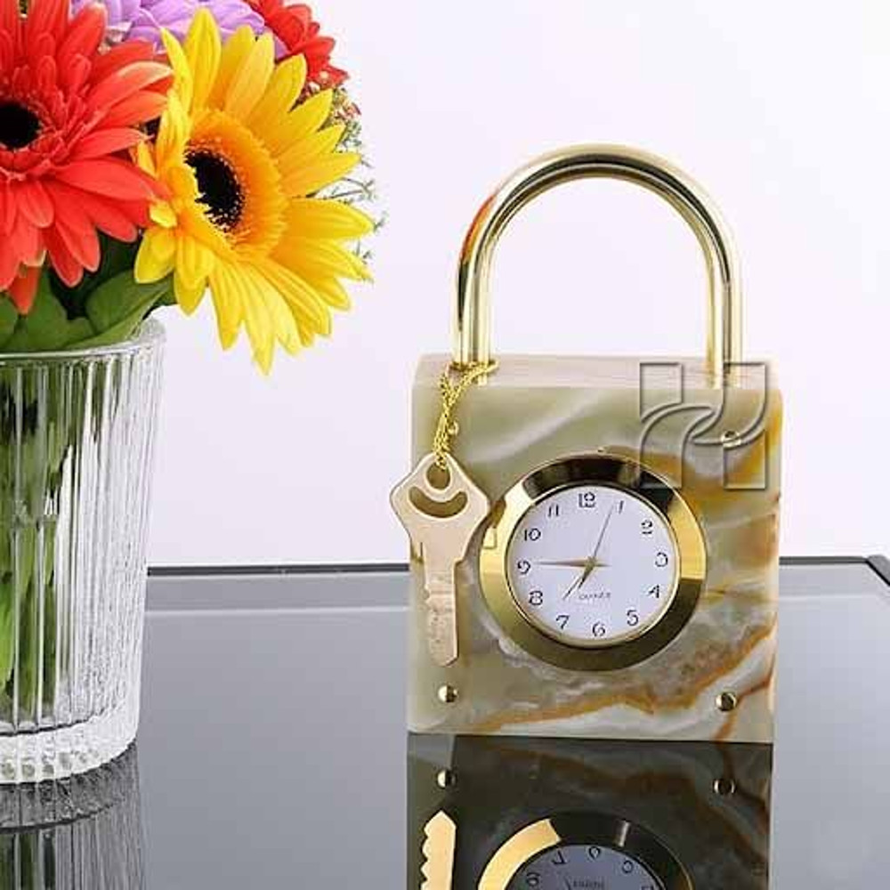 Natural Green Onyx Lock Style Decorative Clock For Office Desk Or Home Decor Elegant Stone Gift It 10