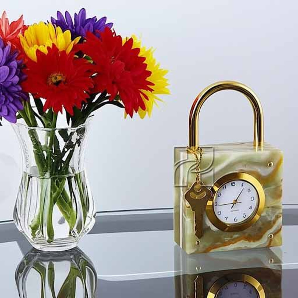 Natural Green Onyx Lock Style Decorative Clock For Office Desk Or Home Decor Elegant Stone Gift It 11