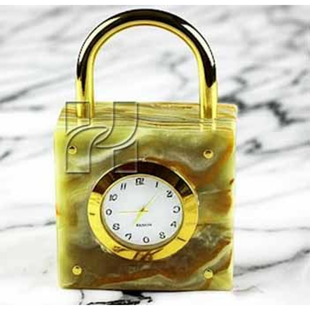 Natural Green Onyx Lock Style Decorative Clock For Office Desk Or Home Decor Elegant Stone Gift It 4