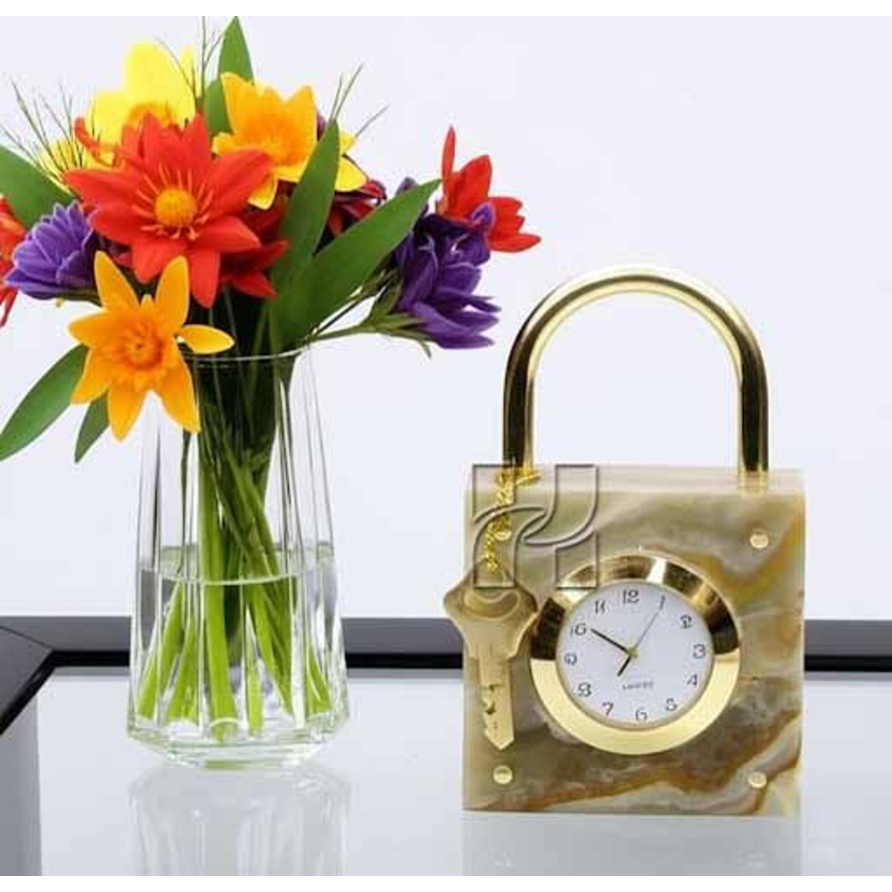 Natural Green Onyx Lock Style Decorative Clock For Office Desk Or Home Decor Elegant Stone Gift It 7