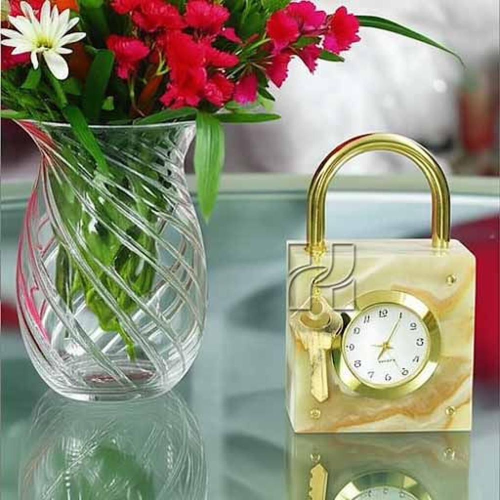 Natural Green Onyx Lock Style Decorative Clock For Office Desk Or Home Decor Elegant Stone Gift It 8