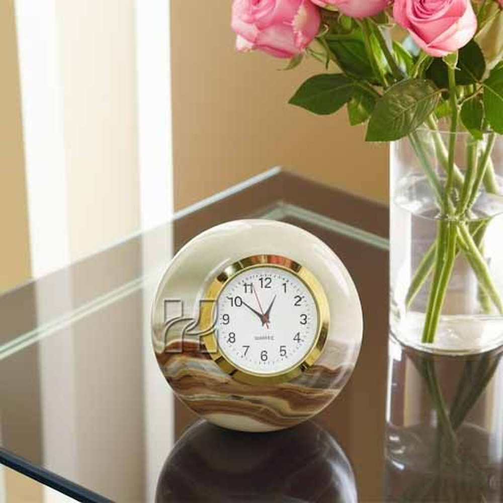 HandCarved Green Onyx Sphere Desk Clock  Natural Stone Ball Timepiece For Office  Home Decor 3