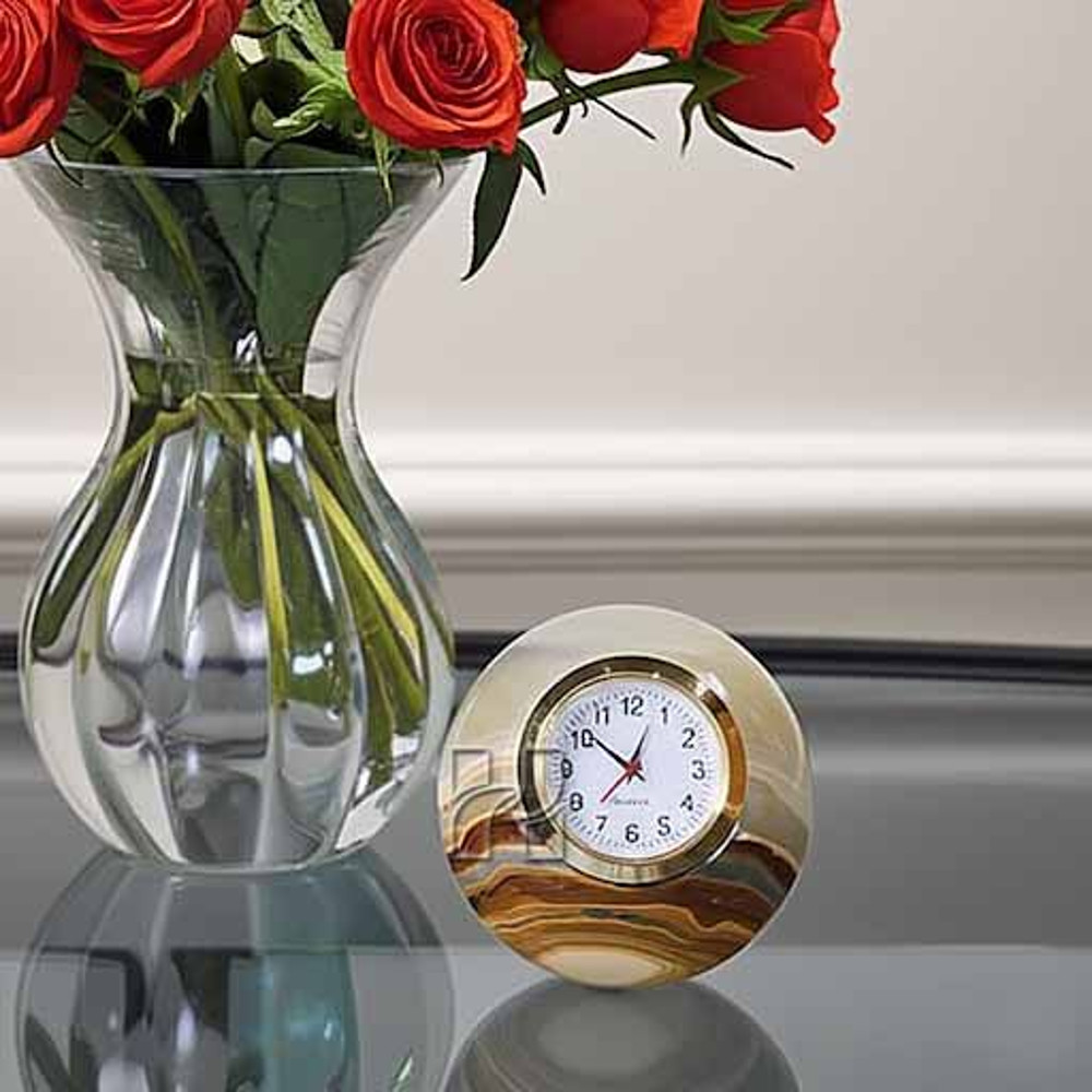 HandCarved Green Onyx Sphere Desk Clock  Natural Stone Ball Timepiece For Office  Home Decor 4