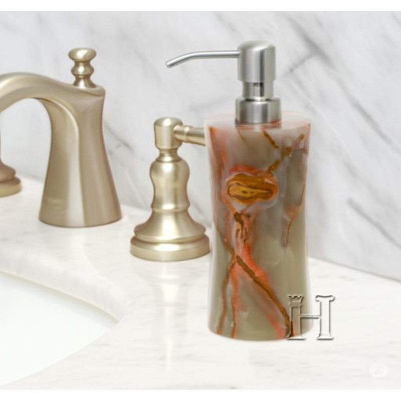 Elegant Green Onyx Marble Soap Pump  Natural Stone Soap Dispenser For Sink Countertop 0