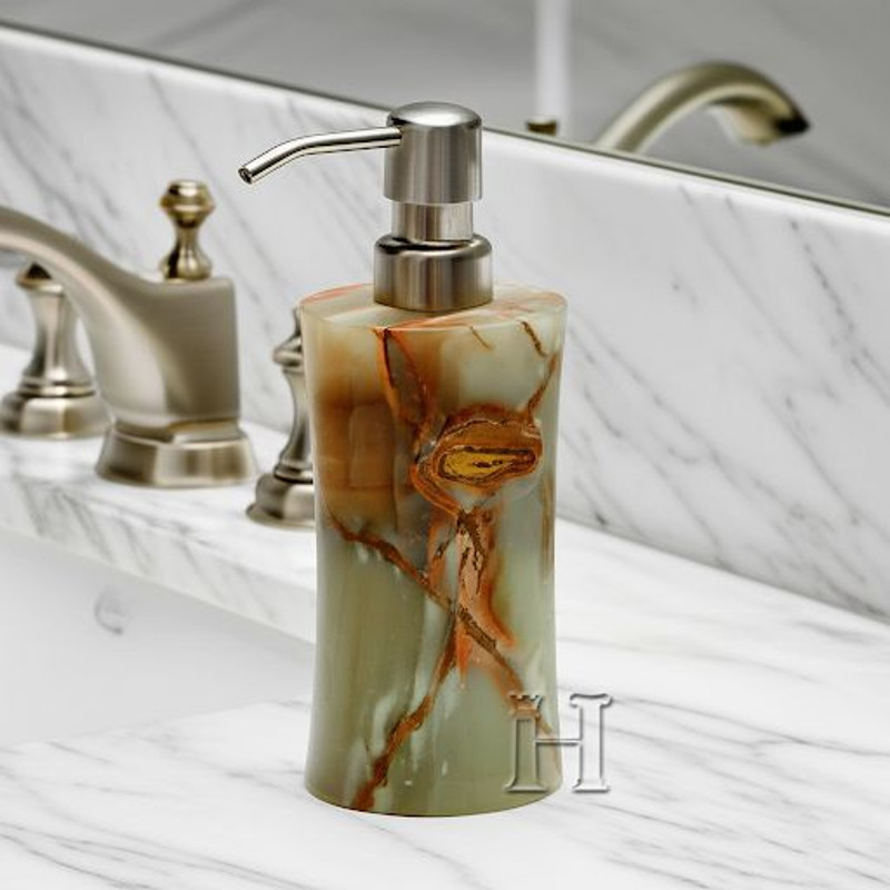 Elegant Green Onyx Marble Soap Pump  Natural Stone Soap Dispenser For Sink Countertop 7