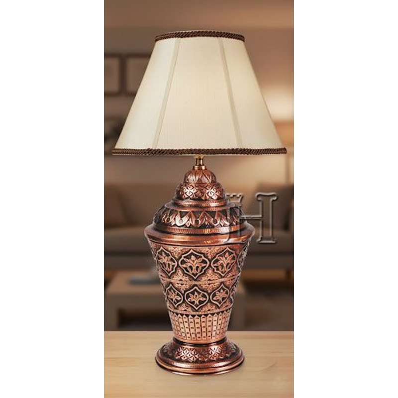 Handmade Engraved Copper Bedside Table Lamp With Brass Fitting Traditional Vintage Style Decorativ 0